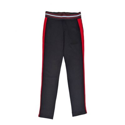 ZARA Red Side Stripe Leggings Black Womens Small Sporty Chic Stretchy Loungewear