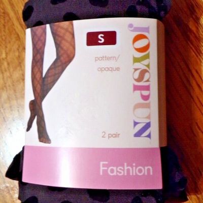 Joyspun 2 Pr. Fashion TIGHTS~Black Leopard & Burgundy~Women's S or M~NEW w/band