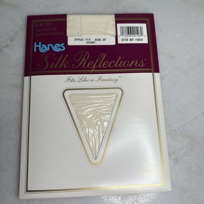 90s Hanes Silk Reflections Silky Top Sandalfoot Pantyhose EF 717 Ivory