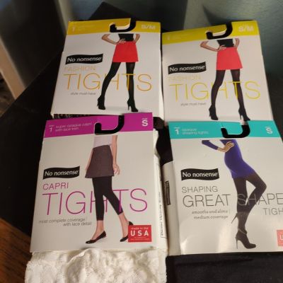 No Nonsense Fashion Tights 2 Sz S/M Open Work 1 Sz S Opaque  Capri 1 Sm Opaque B