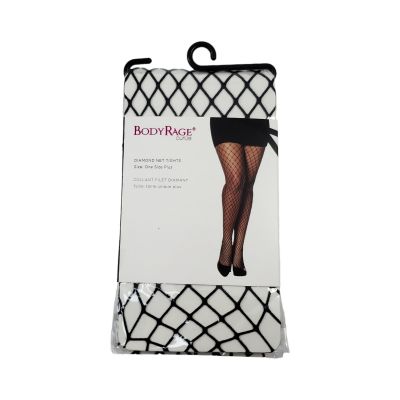 Body Rage Curve Plus Size Diamond Net Fishnet Tights Black