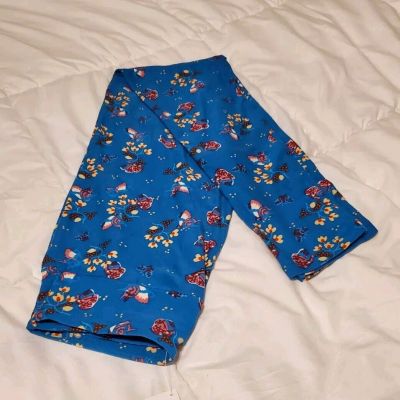 Lularoe Leggings OS Teal Floral Print NWOT