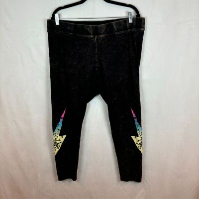 Love Sick Thunderbolt Women Tie-Dye Black 90's inspired leggings Torrid Size 3X