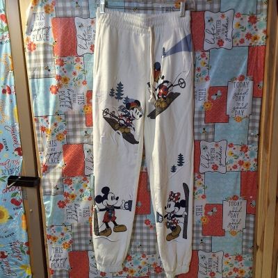 NWT DISNEY MICKEY MOUSE WINTER WHITE JOGGING PANTS