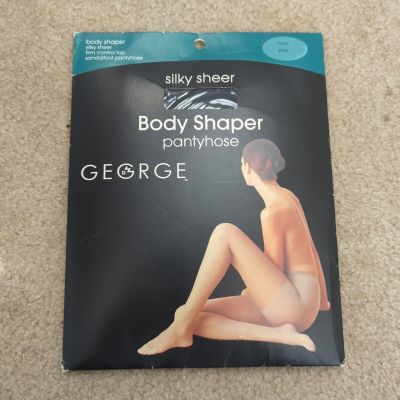 George silky sheer body shaper pantyhose plus size navy firm control top