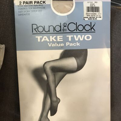 Round The Clock Vintage Control Top Sheer Leg Bone Color Size B READ Description