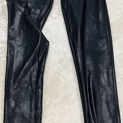 Spanx Shiny Black Leggings Size M