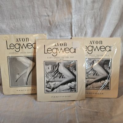 3 NEW Avon Legwear Pantyhose. Size D (2 Suntan Sheer; 1 Light Beige Sheer)