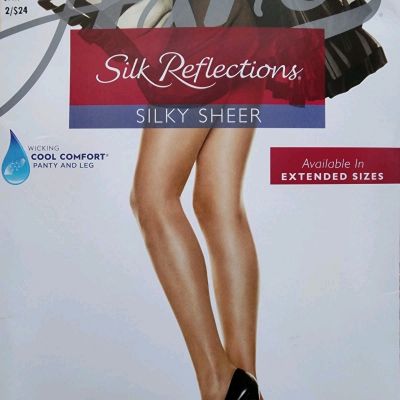 Hanes Pantyhose Silk Reflections Sheer Toe Control Top Cool Comfort style 717