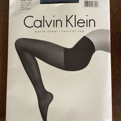 Calvin Klein Matte Sheer Control Top Pantyhose Black Style 720 Size C