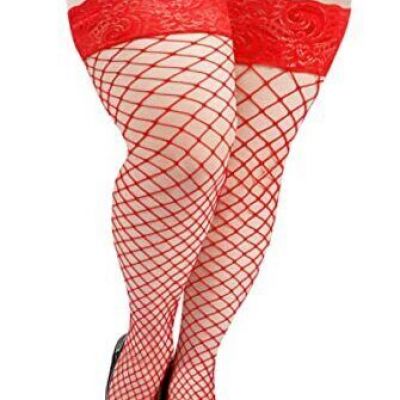 Plus Size Fishnet Stockings Womens Sheer One Size Plus Red-medium Large Mesh