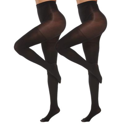 MANZI 2 Pairs Control Top Tights for Women 70D High Waisted Opaque TightsBlac...