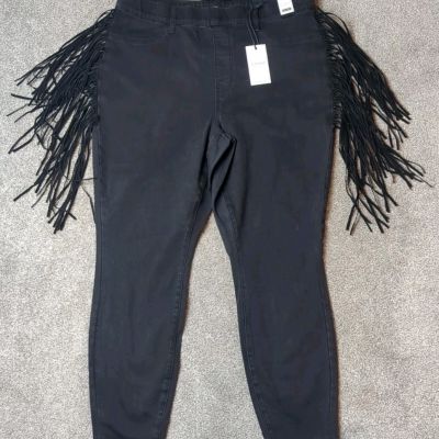 NWT Judy Blue Black Fringe High Rise Western Festival Jeggings Women's Size 18