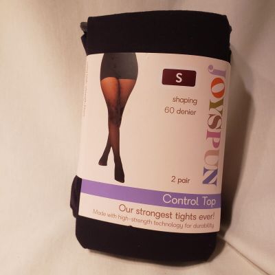 JoySpun 2 Pair Black Control Top Tights Size Small