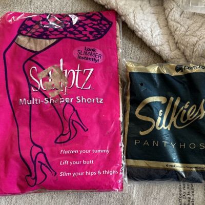 Nylon Pantyhose Lot Of Two Vintage Scuptz Silkies X-Tall