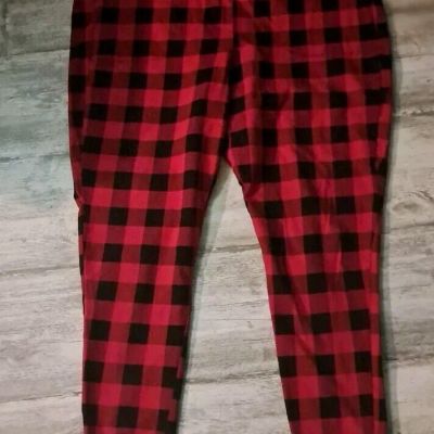 Torrid Leggings Size 4 With Pockets Red And Black Buffalo Plaid Pre-owned