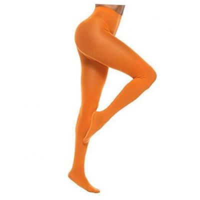 Women's Solid Color Semi Opaque Footed Tights Soft Stretch X-Large Orange