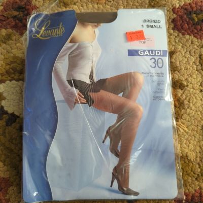 New Levante Gaudi 30 Control Top Pantyhose Size 1 Small Bronzo Brown Made Italy