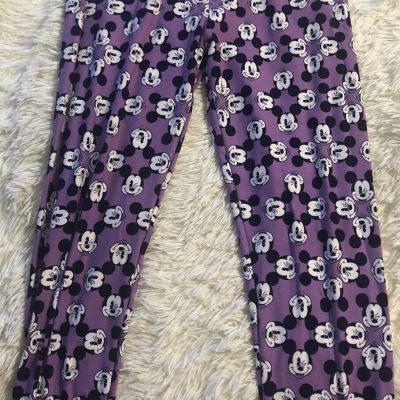 LuLaRoe Leggings Waist 24” OS Pants  New purple with Mickey Disney Pajamas