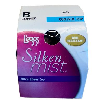 Women L’eggs Silken Mist Control Top Ultra Sheer Leg Size B Coffee 94501