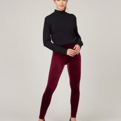 SPANX Shiny Velvet High Waisted LEGGINGS - Rich Burgundy #2070 - Size Medium