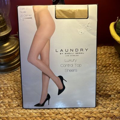 Laundry by Shelli Segal Luxury Control Top Ultra Sheer Tights Nude Size 2