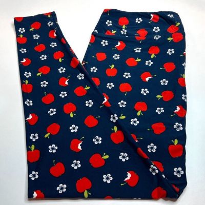 NEW LuLaRoe TC2 Leggings BLUE RED Green APPLE School Teacher NY Orchard Fruit