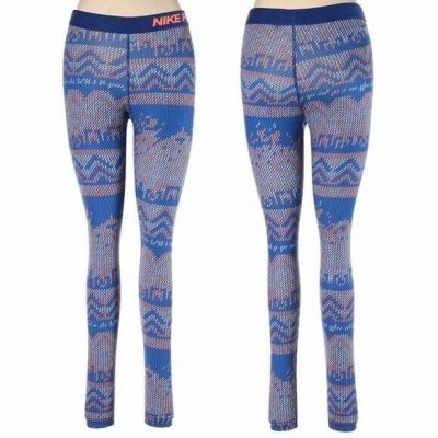 Nike Pro Hyperwarm Blue Digital Nordic Print Leggings Size S