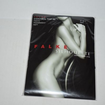 FALKE SILHOUETTE Control Top 20 Tights Transperent Pantyhose Matt Black Size:M/L