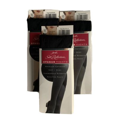 Hanes Silk Reflections Opaque Tights Control Top Ebony CD 00N44 absolute cover