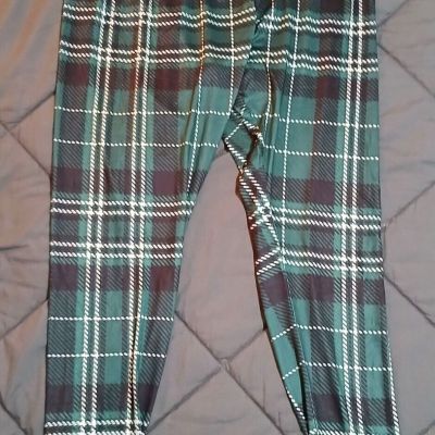 Temu Plaid Ultra Soft Leggings Size 3 XL