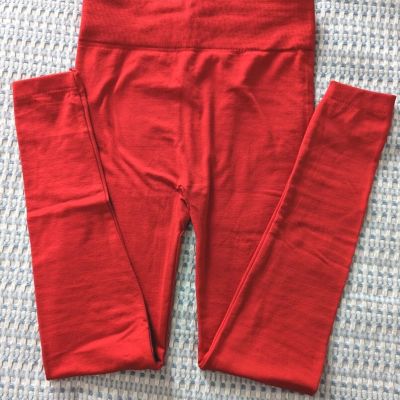 Mix Brand Red Solid Leggings High Waist Yoga Style Waistband Red