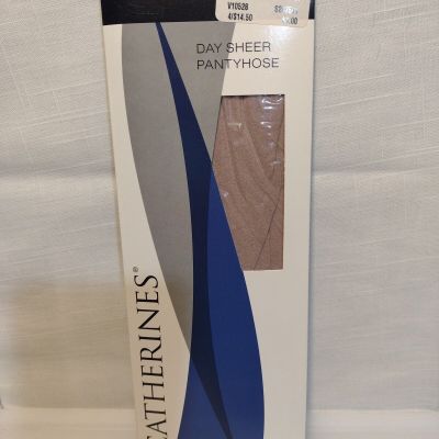 Catherines Day Sheer Pantyhose Size A Sand Color Expansion Ribbed Panty Vintage