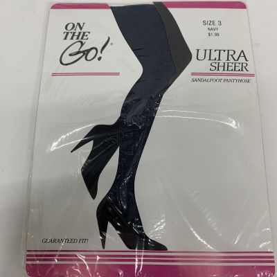 on the go ultra sheer pantyhose size 3 navy