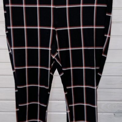 Torrid Sz 2 2X Pixie Skinny Studio Luxe Ponte High Rise Pant Red Black Plaid EUC