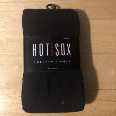 NWT “ Hot Sox” Black Sweater Tights M/L