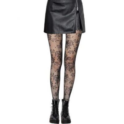 Floral Tights, Black Fishnet Stockings, Plus Size Fish Net Stocking for Women,