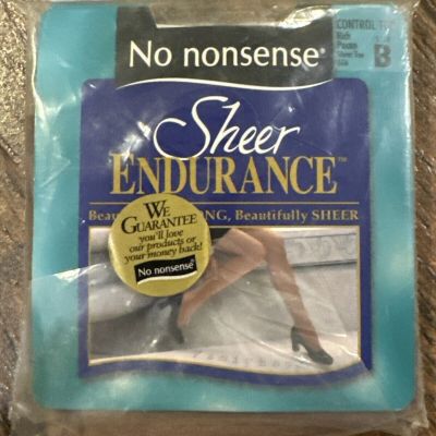 Vintage No Nonsense Sheer Endurance Pantyhose Control Top Size B Rich Pecan