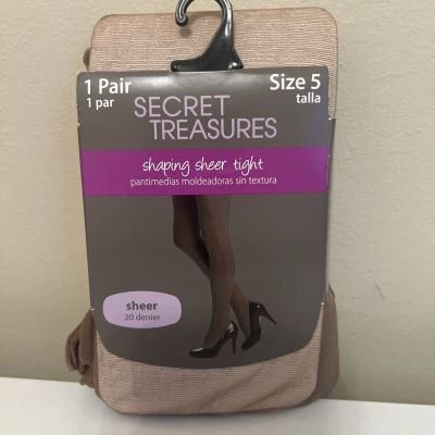 Secret Treasures Size 5 Shaping Sheer Tight 20 Denier Cocoa ST12Q RN 52469