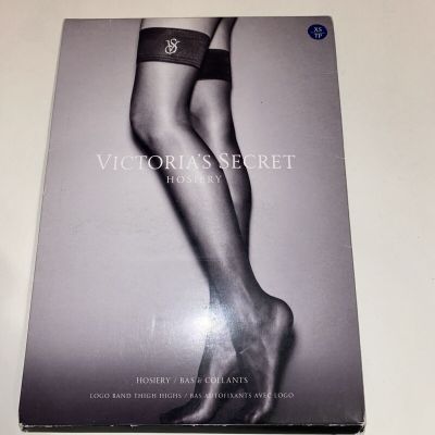 VICTORIA'S SECRET LOGO BAND RHINESTONE THIGH HIGH HOSIERY Blue STOCKING XS