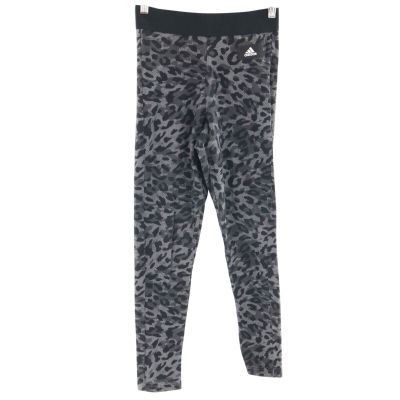 Adidas Leopard Legging Women's S Gray Athletic Sporty Workout Fitness Athleisure