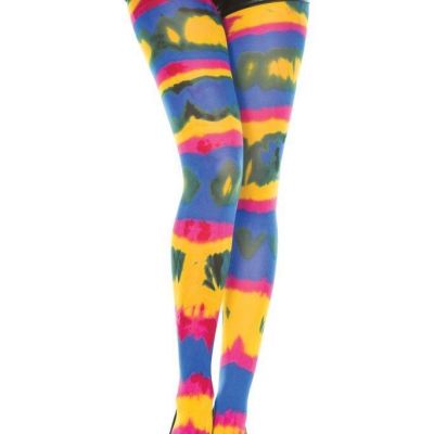 FUNKY sexy MUSIC LEGS opaque RAINBOW tie DYE striped TIGHTS pantyhose STOCKINGS