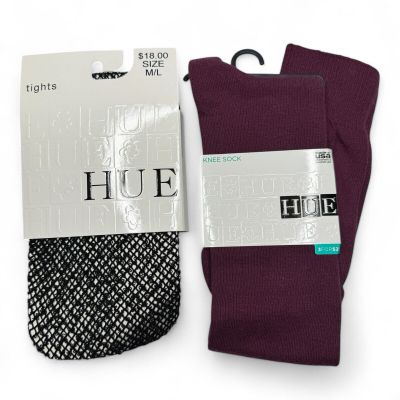 Hue Boucle Loop Net Tights Size M/L | 1 Pair Napa Burgundy Flat Knit Knee Highs