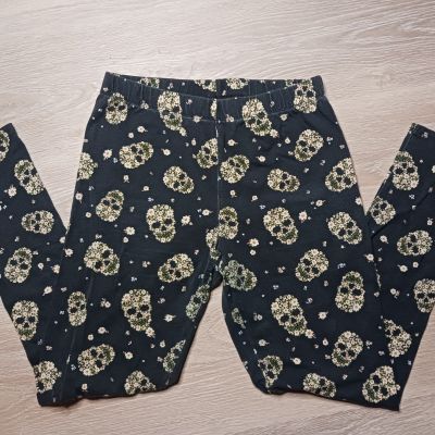 No Boundaries GIRLS Black Leggings W/ Skulls And Flowers Size SMALL