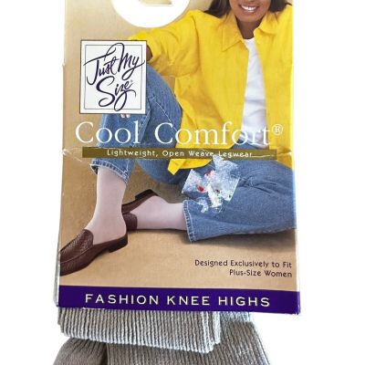 Just My Size Plus Size Vintage Knee Highs One Size Ribbed Grey Cool Comfort