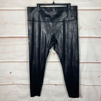 Knix Leggings Womens XXL Black Faux Leather Crop High Rise Pull On Shiny Stretch