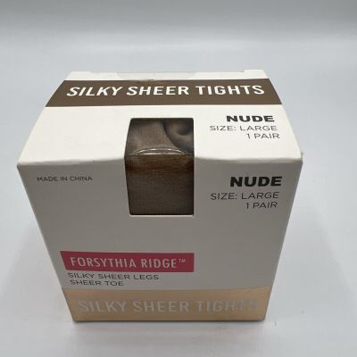 Forsythia Ridge Silky Sheer Tights Nylon Spandex Mix ‘Nude’ Size Large NIB