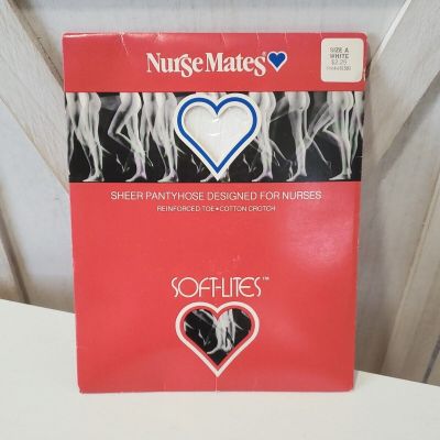 VINTAGE  Pantyhose Nurse Mates #81501 Soft-Lites Sheer White Size A