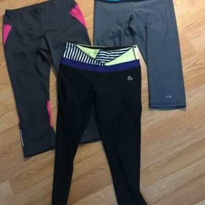 Lot of 3 Women's Activewear Workout Cropped Leggings Champions Reebok Size Small