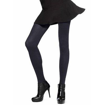 HUE Ladies Black Control Top Diamond Maze Tights, Size S/M, NWT